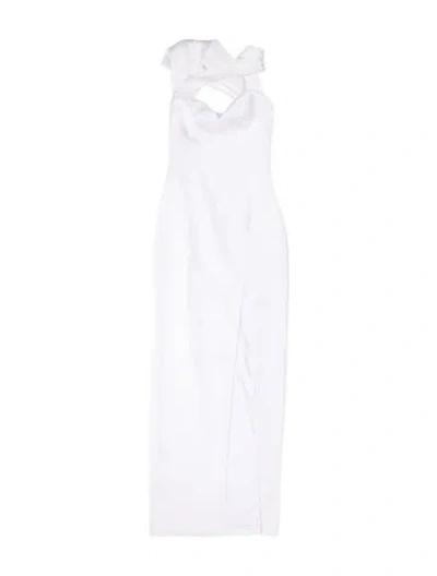 Pre-owned Rasario V-neck Long Dress In White
