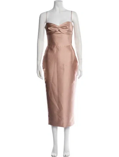 Pre-owned Rasario V-neck Midi Length Dress In Neutrals