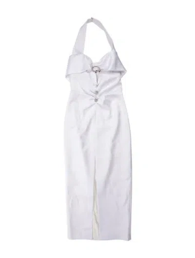 Pre-owned Rasario V-neck Midi Length Dress In White