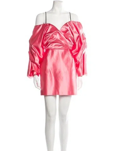 Pre-owned Rasario V-neck Mini Dress In Pink