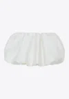 Rasario Voluminous Gathered Satin Mini Skirt In White