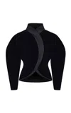 Rasario Voluminous Velvet & Satin Jacket In Black