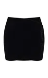 Rasario Wrap-front Velvet Mini Skirt In Black