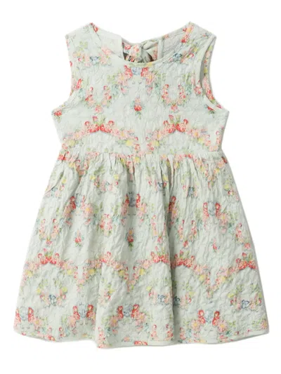 Raspberry Plum Floral-print A-line Dress In 绿色
