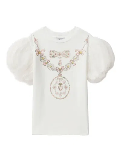 Raspberry Plum Kids' Necklace-print T-shirt In White