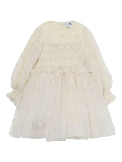 Raspberry Plum Kids' Polka-dot Dress In Neutrals