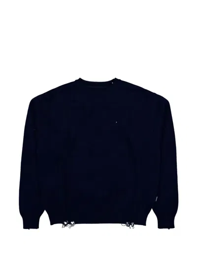 Rassvet Distressed Slogan-knit Sweater In Black