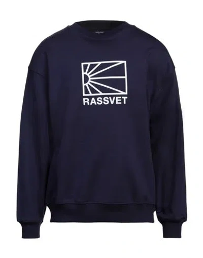 Rassvet Man Sweatshirt Navy Size M Cotton In Navy Blue
