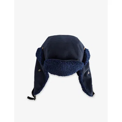 Rassvet Mens Blue Textured Woven Trapper Hat