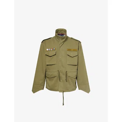 Rassvet Mens Green Military Badge-embellished Cotton-canvas Jacket