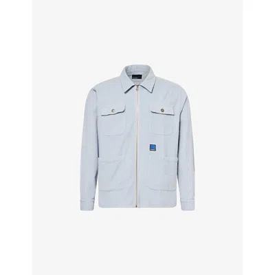 Rassvet Mens Light Blue Zipped Corduroy Cotton Shirt