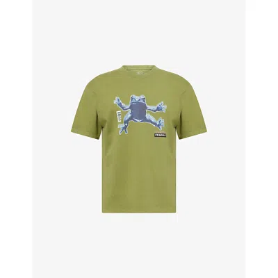 Rassvet Mens Green Fragile Graphic Print Cotton T-shirt