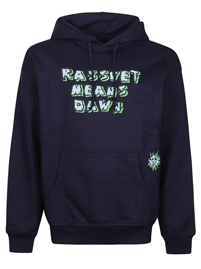 Rassvet Navy Blue Cotton Sweatshirt With Print