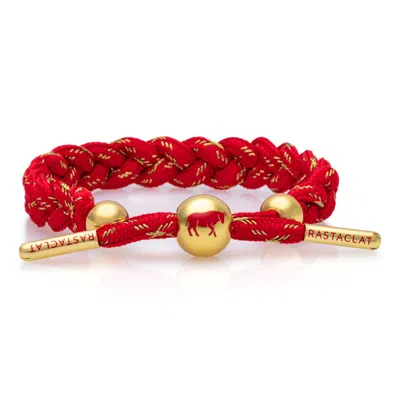Rastaclat Original Hand Braided Lunar New Year (ox) Adjustable Bracelet In Red