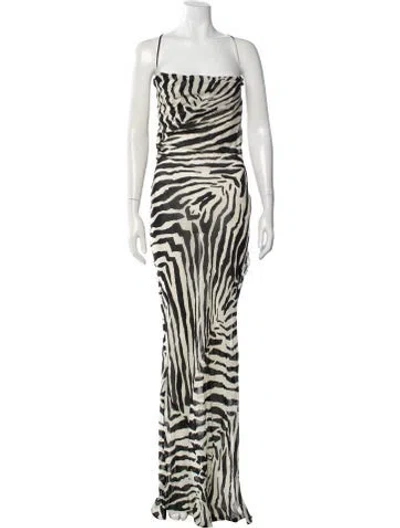 Pre-owned Rat & Boa Animal Print Long Dress In Black