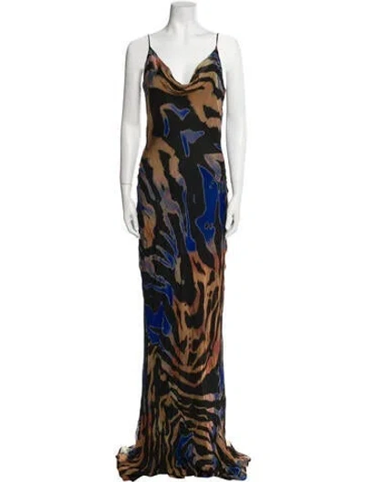 Pre-owned Rat & Boa Animal Print Long Dress In Blue