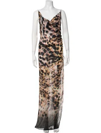 Pre-owned Rat & Boa Animal Print Long Dress In Neutrals