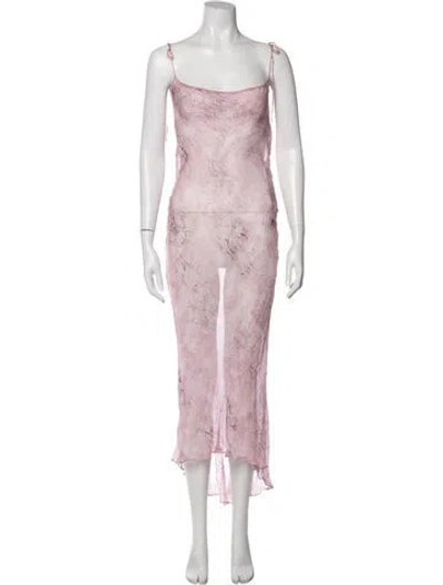 Pre-owned Rat & Boa Animal Print Long Dress In Pink