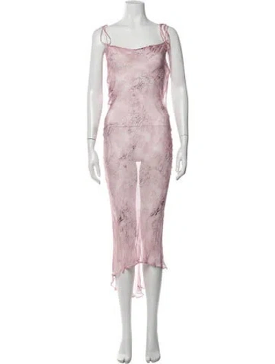 Pre-owned Rat & Boa Animal Print Long Dress In Pink