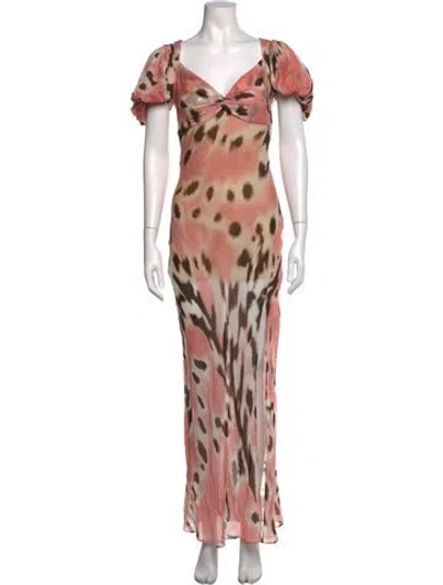 Pre-owned Rat & Boa Animal Print Long Dress In Pink