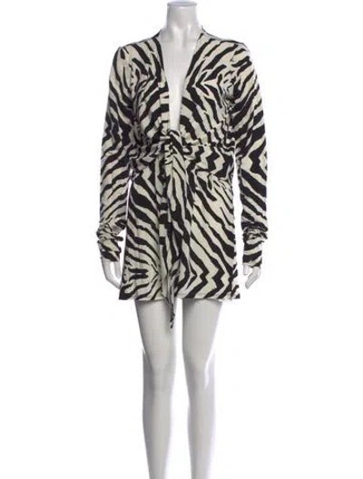 Pre-owned Rat & Boa Animal Print Mini Dress In Black/white