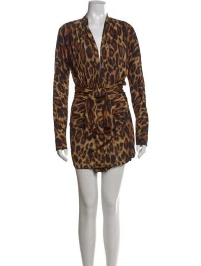 Pre-owned Rat & Boa Animal Print Mini Dress In Brown