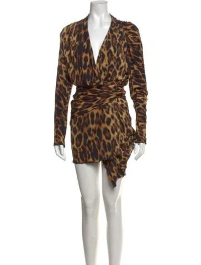 Pre-owned Rat & Boa Animal Print Mini Dress In Brown