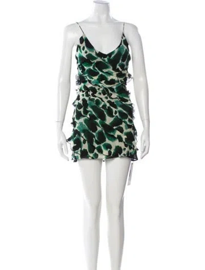 Pre-owned Rat & Boa Animal Print Mini Dress In Green
