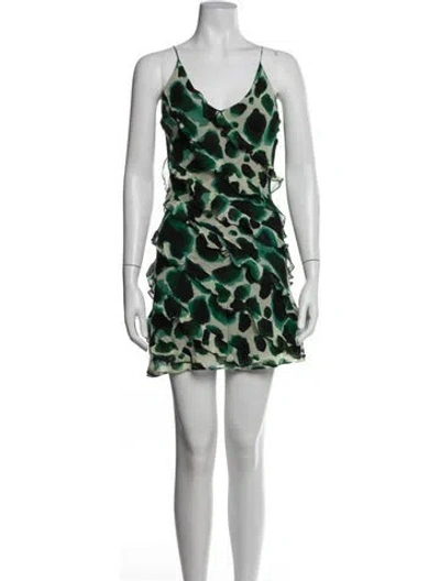 Pre-owned Rat & Boa Animal Print Mini Dress In Green
