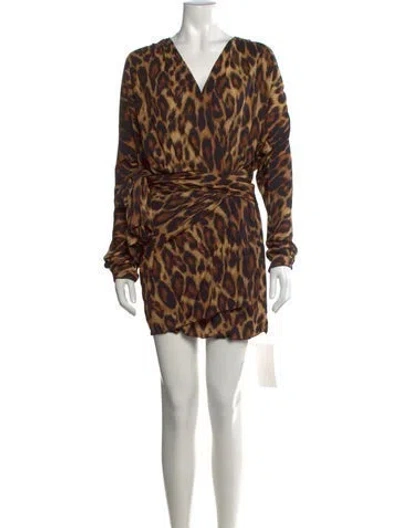 Pre-owned Rat & Boa Animal Print Mini Dress W/ Tags In Brown