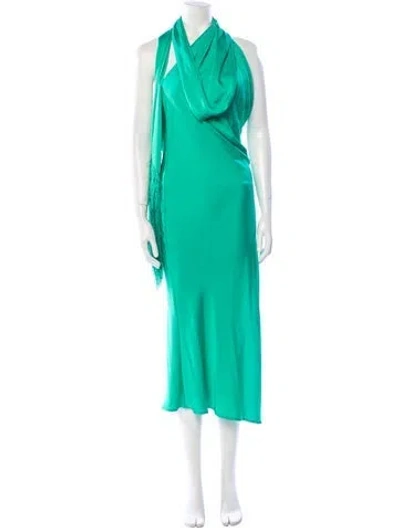 Pre-owned Rat & Boa Cowl Neck Long Dress In Green