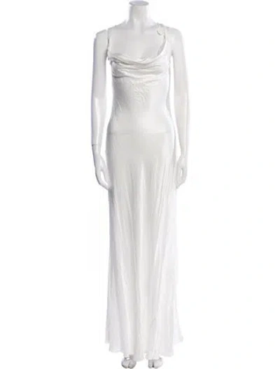 Pre-owned Rat & Boa Cowl Neck Long Dress W/ Tags In White