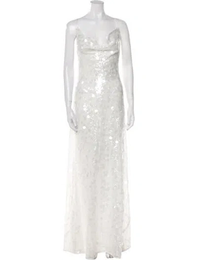 Pre-owned Rat & Boa Cowl Neck Long Dress In White