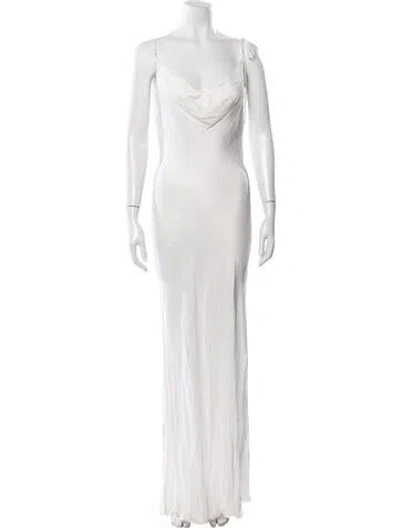 Pre-owned Rat & Boa Cowl Neck Long Dress In White