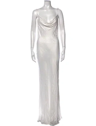 Pre-owned Rat & Boa Cowl Neck Long Dress In White
