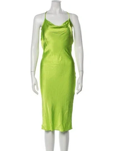 Pre-owned Rat & Boa Cowl Neck Midi Length Dress In Green