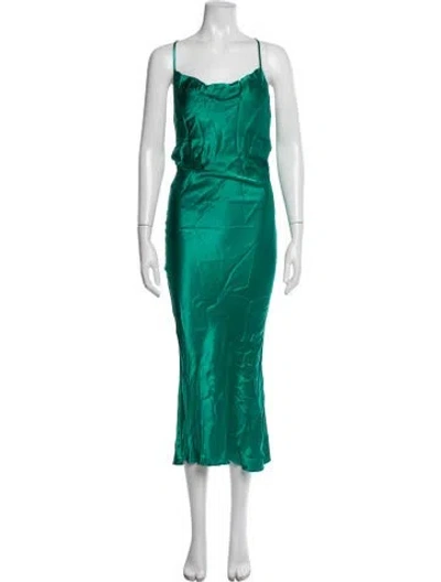 Pre-owned Rat & Boa Cowl Neck Midi Length Dress In Green