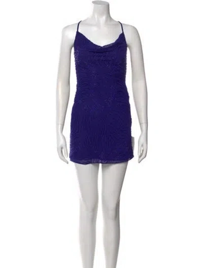 Pre-owned Rat & Boa Cowl Neck Mini Dress W/ Tags In Blue