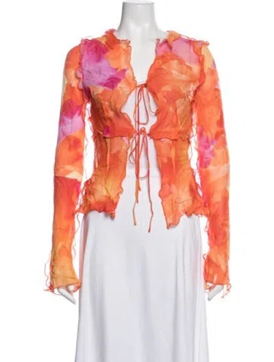 Pre-owned Rat & Boa Floral Print Jacket In Orange