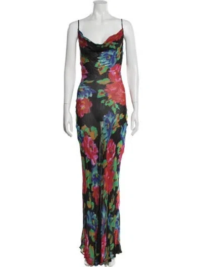 Pre-owned Rat & Boa Floral Print Long Dress In Black
