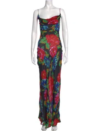Pre-owned Rat & Boa Floral Print Long Dress In Black