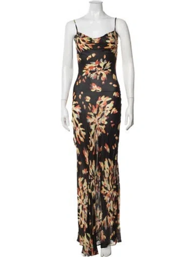 Pre-owned Rat & Boa Floral Print Long Dress In Black