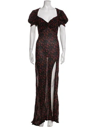 Pre-owned Rat & Boa Floral Print Long Dress In Black