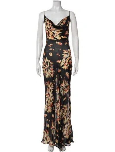 Pre-owned Rat & Boa Floral Print Long Dress In Black