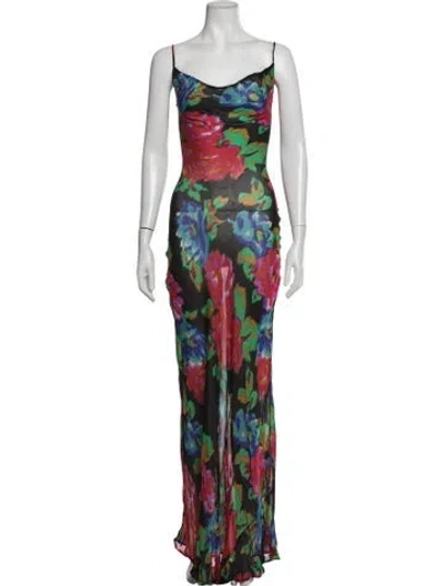 Pre-owned Rat & Boa Floral Print Long Dress In Black