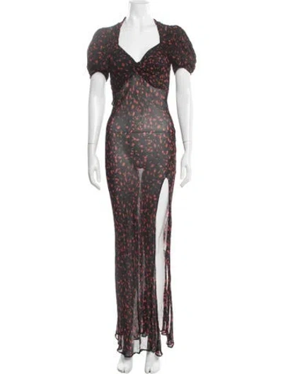 Pre-owned Rat & Boa Floral Print Long Dress In Black/red