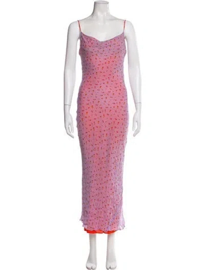 Pre-owned Rat & Boa Floral Print Long Dress In Blue