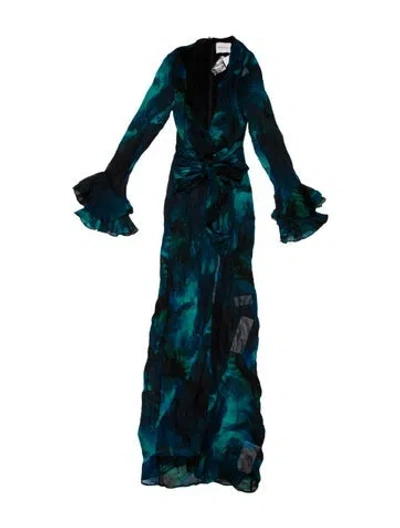 Pre-owned Rat & Boa Floral Print Long Dress In Blue