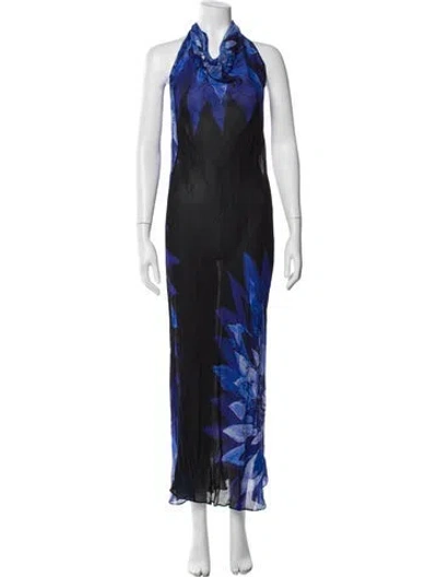 Pre-owned Rat & Boa Floral Print Long Dress In Blue