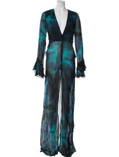 Pre-owned Rat & Boa Floral Print Long Dress In Blue